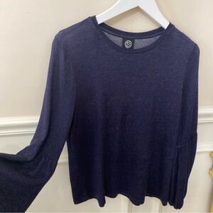 Bobeau Navy Long Sleeve Top Boho Size Small Pullover Lightweight